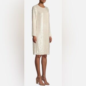 Lafayette 148 New York Sequin Dress in Cream